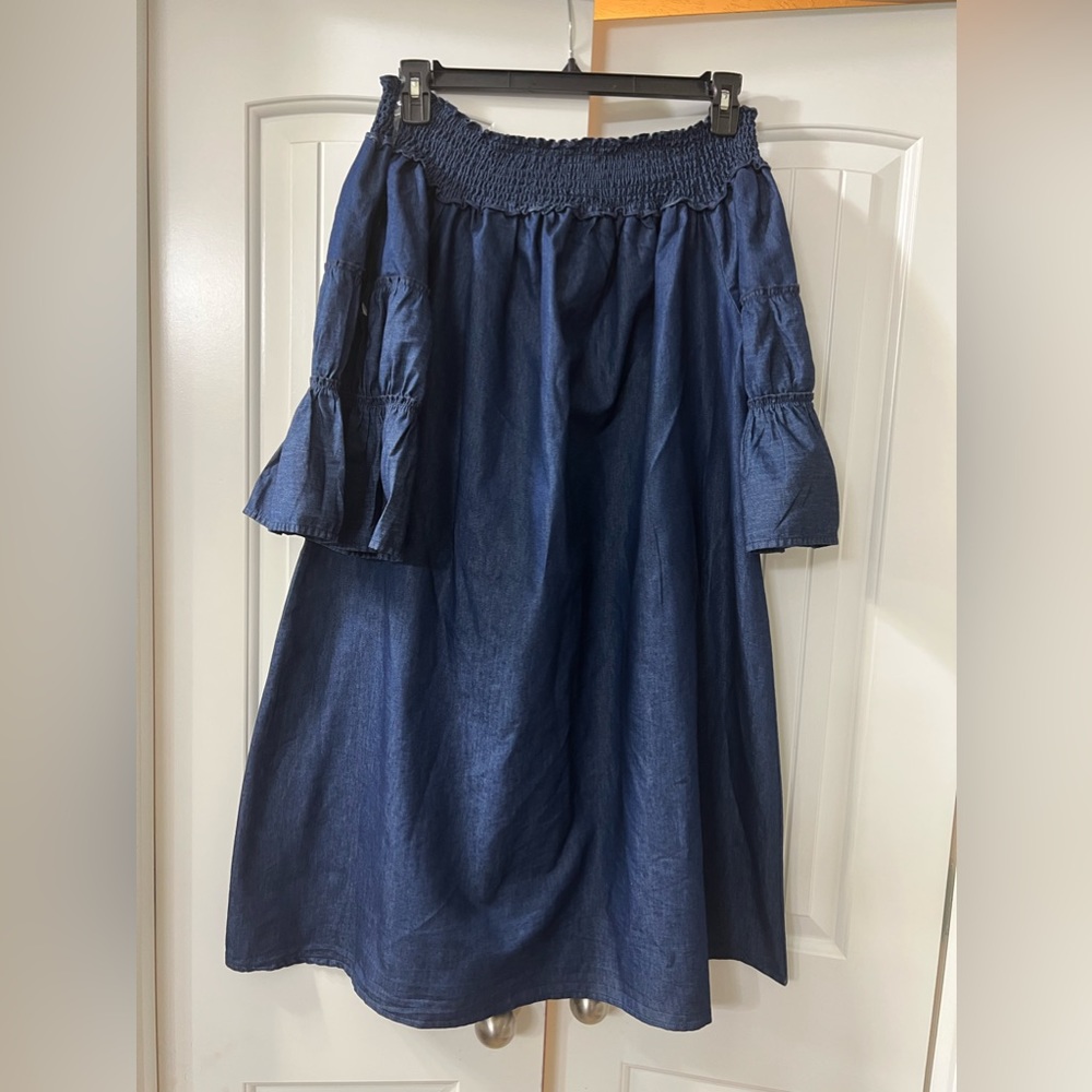Denim off the shoulder dress